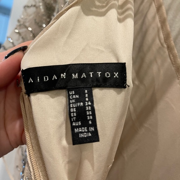 Aidan Mattox tan cocktail beaded dress - Picture 3 of 6